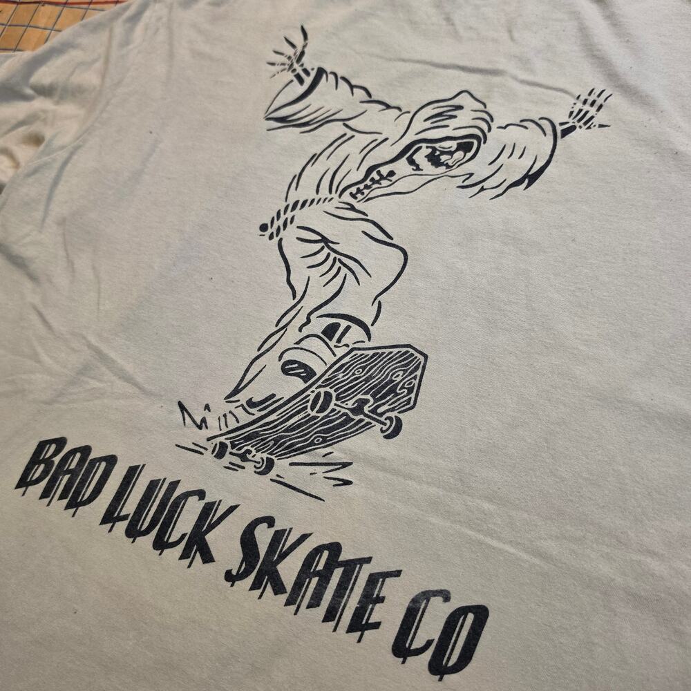 Bad Luck Skate Co Reaper Graphic T-Shirt White Large Skater